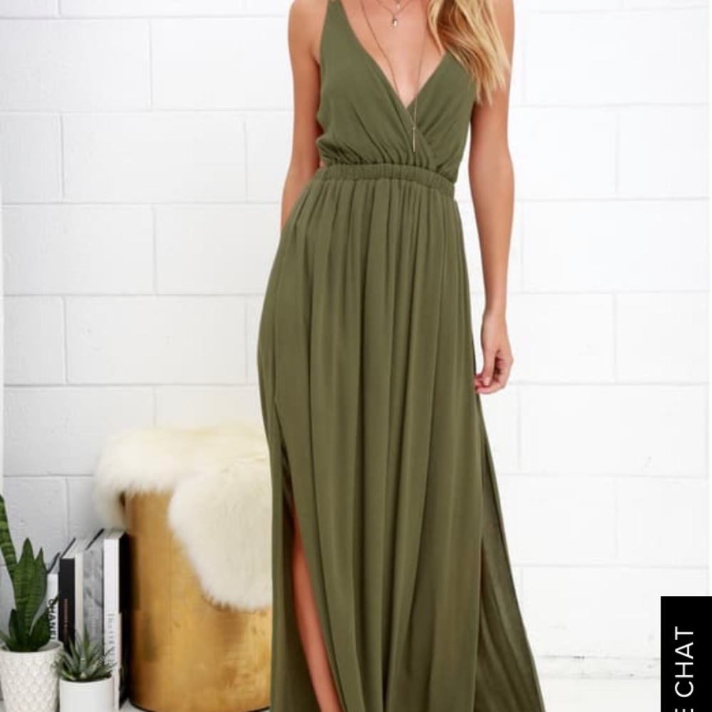 Lulus lost in paradise olive green dress